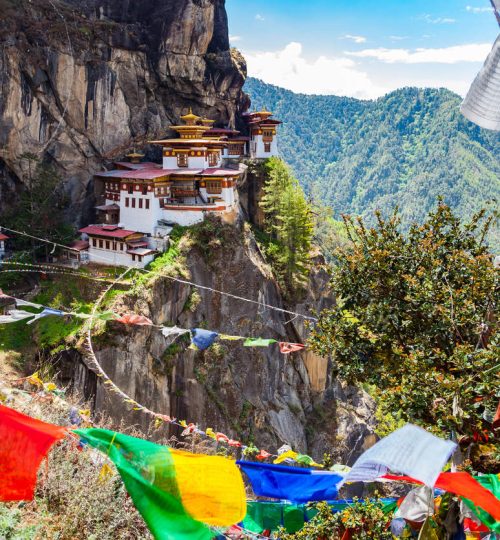 View of Taktshang Monastery on the mountain in Paro, Bhutan